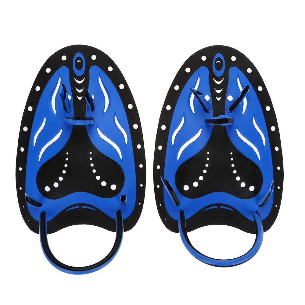 Bnineteenteam 1 Pair Swimming Hand Fins,Comfort Paddles Webbed Gloves Swimming Training Aid for Men Women Children (M-Blue)