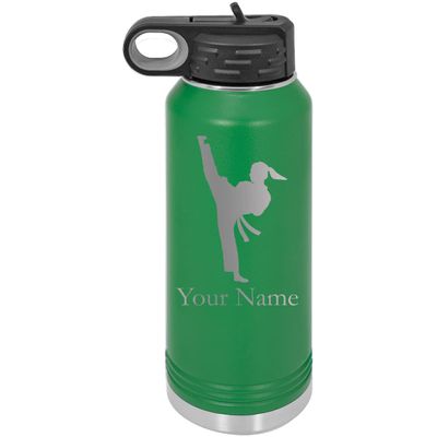 Karate Taekwondo Belts Girl Woman Personalized Custom Engraved Double Wall Vacuum Hot/Cold Drinks Insulated Stainless 40-Ounce Steel Boys/Girls Sports Team Water Bottle with Flip Top Lid, Straw