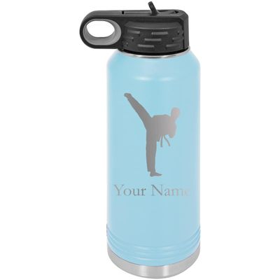 Karate Taekwondo Belts Boy Guy Personalized Custom Engraved Double Wall Vacuum Hot/Cold Drinks Insulated Stainless 40-Ounce Steel Boys/Girls Sports Team Water Bottle with Flip Top Lid, Straw