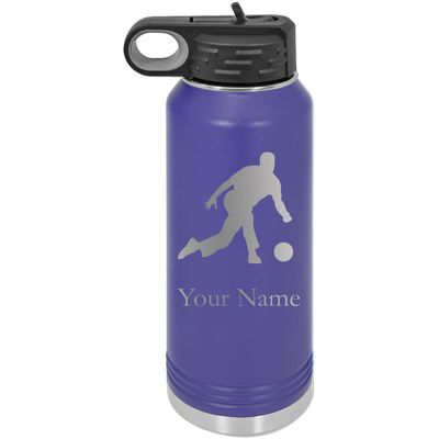 Bowling Team Bowler Personalized Custom Engraved Double Wall Vacuum Hot/Cold Drinks Insulated Stainless 40-Ounce Steel Boys/Girls Sports Team Water Bottle with Flip Top Lid, Straw