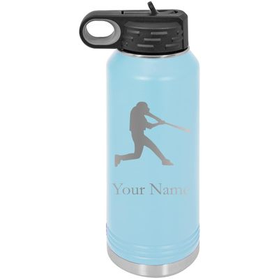 Baseball/Softball Hitter Personalized Custom Engraved Double Wall Vacuum Hot/Cold Drinks Insulated Stainless 20-Ounce Steel Boys/Girls Sports Team Water Bottle with Flip Top Lid, Straw