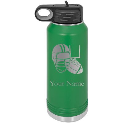 Football Team Player Personalized Custom Engraved Double Wall Vacuum Hot/Cold Drinks Insulated Stainless 40-Ounce Steel Boys/Girls Sports Team Water Bottle with Flip Top Lid, Straw