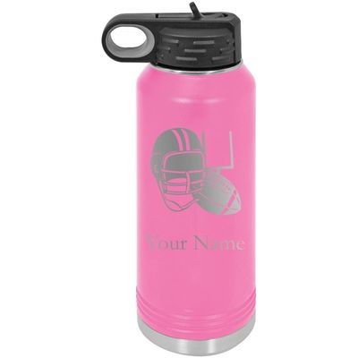 Football Team Player Personalized Custom Engraved Double Wall Vacuum Hot/Cold Drinks Insulated Stainless 40-Ounce Steel Boys/Girls Sports Team Water Bottle with Flip Top Lid, Straw