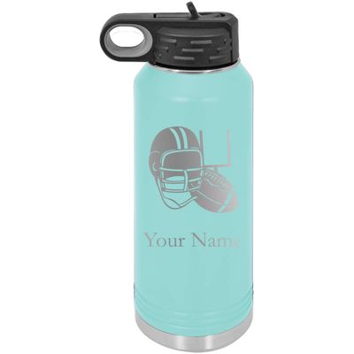 Football Team Player Personalized Custom Engraved Double Wall Vacuum Hot/Cold Drinks Insulated Stainless 40-Ounce Steel Boys/Girls Sports Team Water Bottle with Flip Top Lid, Straw