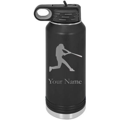 Baseball/Softball Hitter Personalized Custom Engraved Double Wall Vacuum Hot/Cold Drinks Insulated Stainless 20-Ounce Steel Boys/Girls Sports Team Water Bottle with Flip Top Lid, Straw