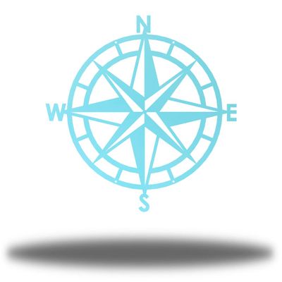 Riverside Designs Nautical Compass Coastal Metal Wall Art Steel Decor (36", Sea Foam)