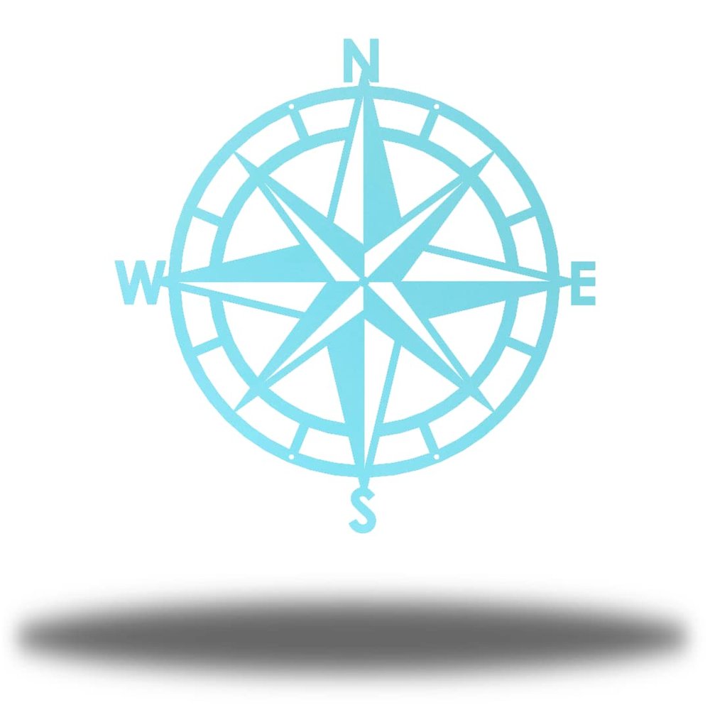 Riverside Designs Nautical Compass Coastal Metal Wall Art Steel Decor (36", Sea Foam)