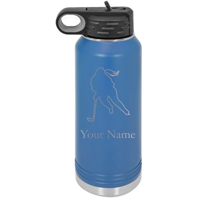 Girl Hockey Player High School Personalized Custom Outline Engraved Double Wall Vacuum Hot/Cold Drinks Insulated Stainless 40-Ounce Steel Boys/Girls Sports Team Water Bottle with Flip Top Lid, Straw