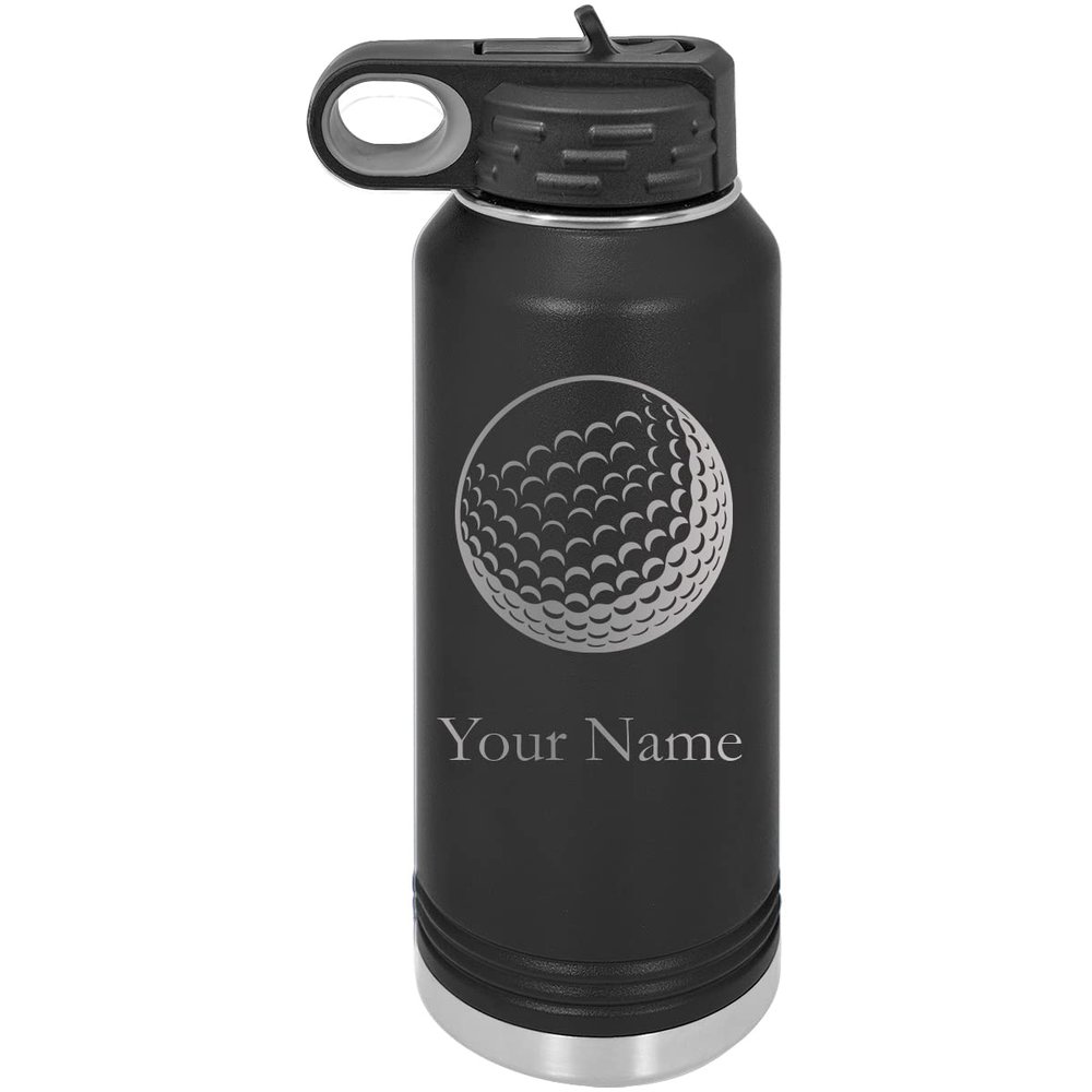 Golf Personalized Custom Engraved Double Wall Vacuum Hot/Cold Drinks Insulated Stainless 40-Ounce Steel Boys/Girls Sports Team Water Bottle with Flip Top Lid, Straw