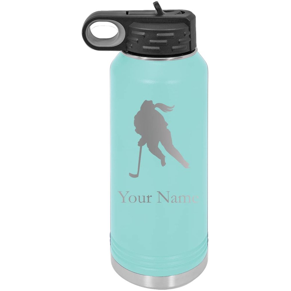 Add Your Name Baseball/SoftballPersonalized Custom Engraved Double Wall Vacuum Hot/Cold Drinks Insulated Stainless 32-Ounce Steel Boys/Girls Sports Team Water Bottle with Flip Top Lid, Straw