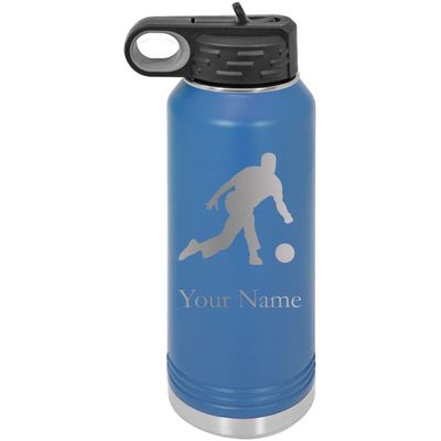 Bowling Team Bowler Personalized Custom Engraved Double Wall Vacuum Hot/Cold Drinks Insulated Stainless 20-Ounce Steel Boys/Girls Sports Team Water Bottle with Flip Top Lid, Straw