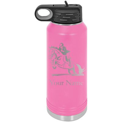 Hunter Jumper English Style Horse Personalized Custom Engraved Double Wall Vacuum Hot/Cold Drinks Insulated Stainless 40-Ounce Steel Boys/Girls Sports Team Water Bottle with Flip Top Lid, Straw