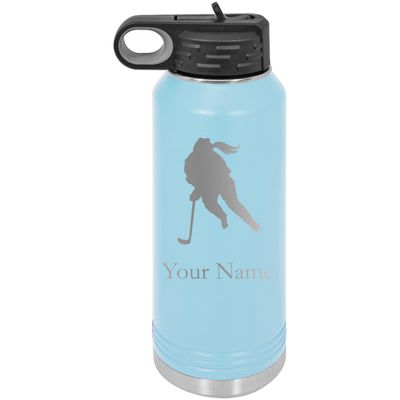 Girl Hockey Player High School Personalized Custom Engraved Double Wall Vacuum Hot/Cold Drinks Insulated Stainless 40-Ounce Steel Boys/Girls Sports Team Water Bottle with Flip Top Lid, Straw