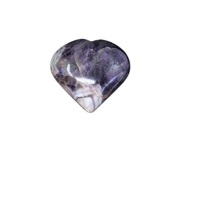 1 Pcs Chevron Amethyst Heart Stone: LARGE 1.75" (Banded Amethyst, Palm Stone)