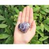 1 Pcs Chevron Amethyst Heart Stone: LARGE 1.75" (Banded Amethyst, Palm Stone) view 2