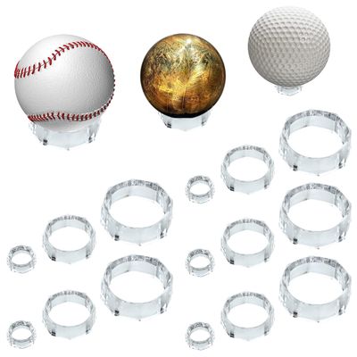 (18PCS) Octagons Baseball Display Stand,Spheres Holder,Clear Baseball Ring,Sphere Stand,Round Display Stand for Golf Ball,Baseball, Softball, Tennis Ball, Spheres, Marbles (Small, Medium, Large)