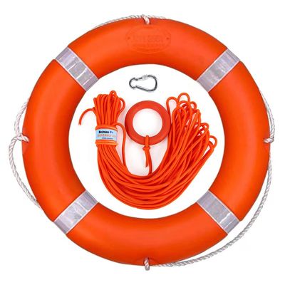 30" Boat Throw Rings with water floating lifesaving rope 98.4 feet, Life Ring with Fluorescent Reflective Strip, White Grab Lines
