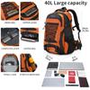 BOVIP 40L Hiking Backpack Waterproof Lightweight Daypack Travel Sports Camping Backpack for Men Women Orange view 3