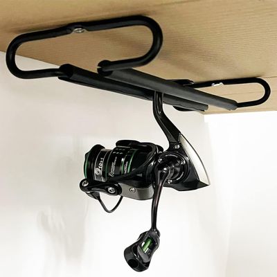 AUXPhome Metal Fishing Reel Display Rack, Fishing Reel Ceiling Mount Storage Rack Spinning Reel Organizer Holder for Garage, Cabin and Basement, Holds 3 Fishing ReelNo Spinning Fishing Reel