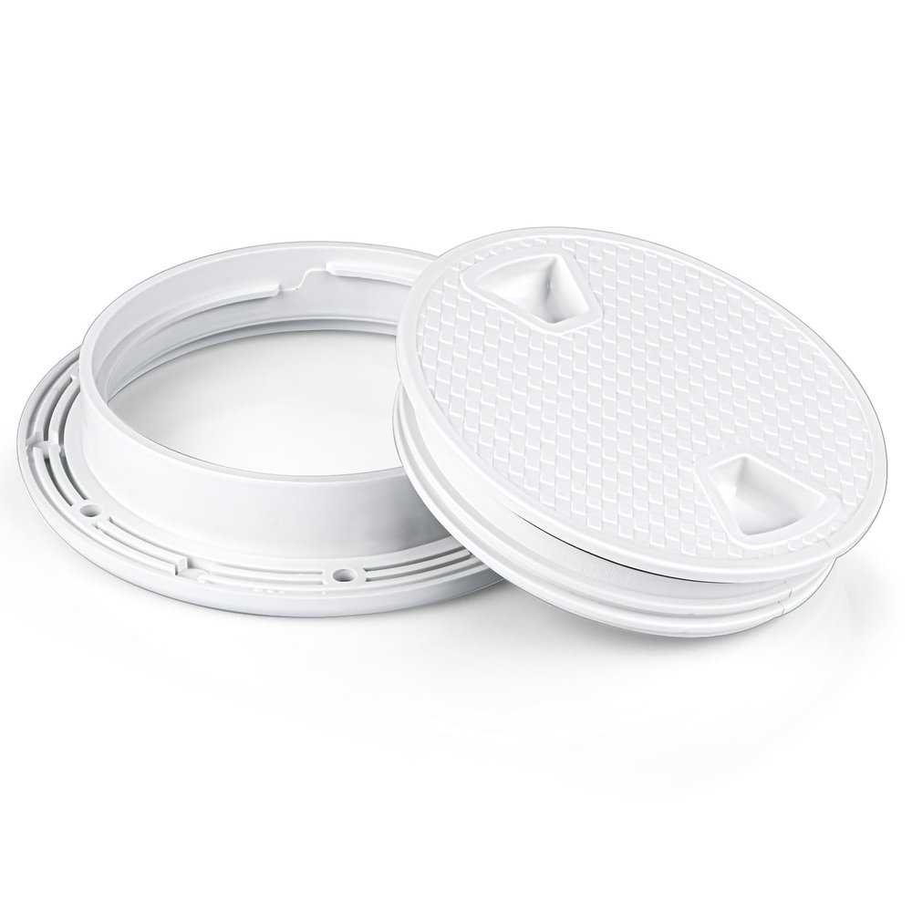 Boat Hatch Cover ABS 4 inch White Non Slip Inspection Hatch w/Detachable Cover