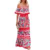 Women's Casual Party Wear Ditsy Floral Ladies Fashion Bardot Off Shoulder 2 Way Tiered Style Midi Dress (Color : A, Size : XL/X-Large) view 1