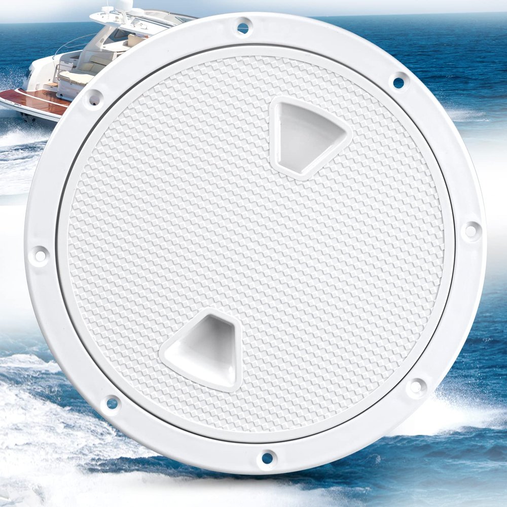 8 inch Boat Hatch Cover Deck Plate Hatch,White 8 inch Non Slip Inspection Hatch w/Detachable Cover