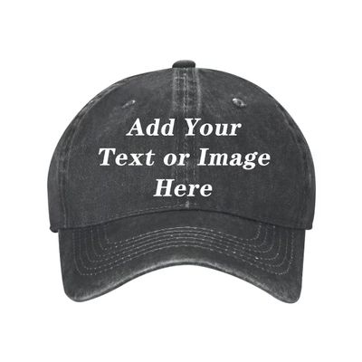 ANGELJUAN Personalized Baseball Cap with Text Image Dad Hats Soft Washed,Black