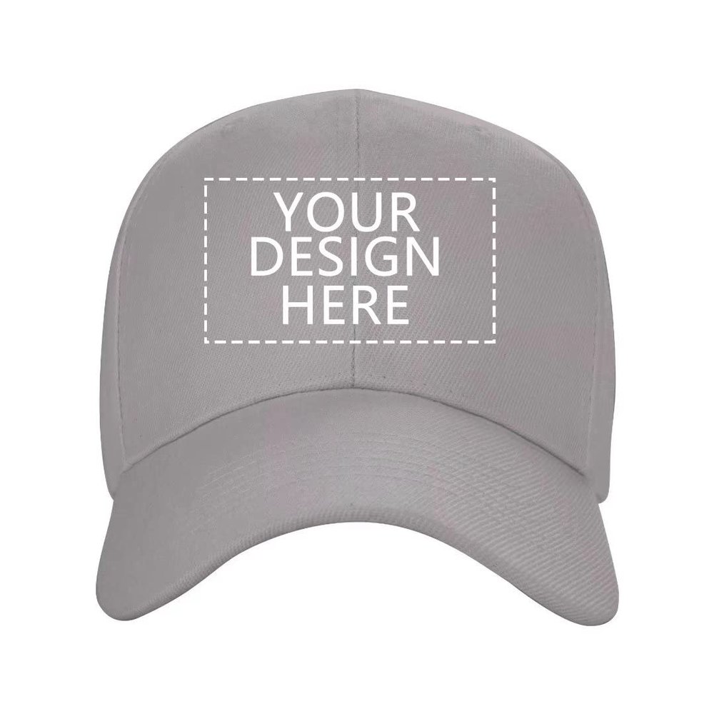 ANGELJUAN Customized Baseball Hat Personalized Text Logo Photo Adjustable Dad Cap,Gray