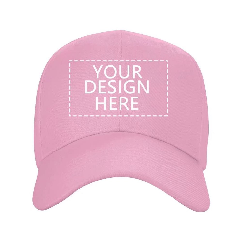 ANGELJUAN Customized Baseball Hat Personalized Text Logo Photo Adjustable Dad Cap,Pink