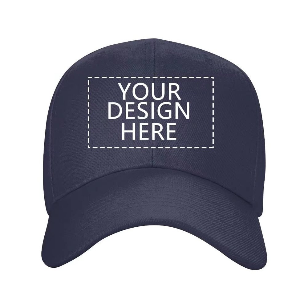 ANGELJUAN Customized Baseball Hat Personalized Text Logo Photo Adjustable Dad Cap,Navy
