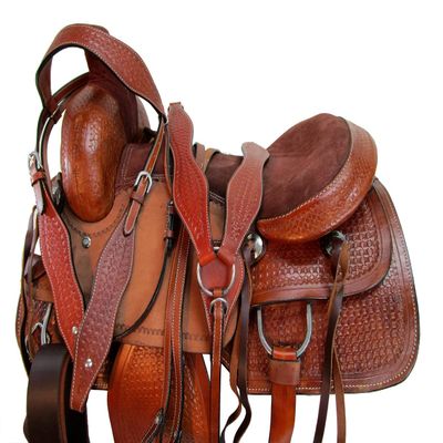 Brown Leather Western Horse Custom Made Roping Saddle Roper Trail TACK 15 16 17 18 (15)