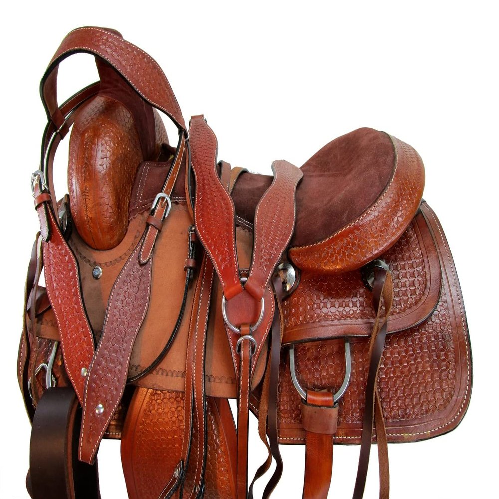 Brown Leather Western Horse Custom Made Roping Saddle Roper Trail TACK 15 16 17 18 (15)