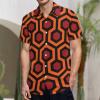 BAIKUTOUAN Shining Carpet Pattern Men's Short Sleeve Shirt Casual Loose Button Down Shirts for Work Beach Vacation XL view 2