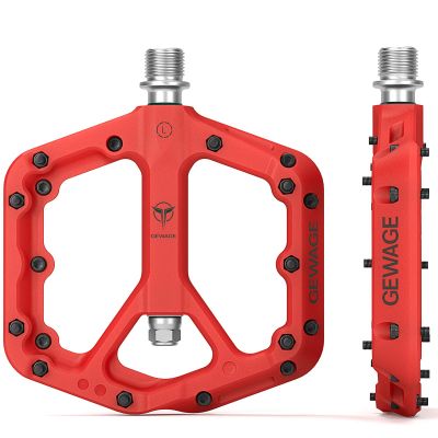 Mountain Bike Pedals - 9/16" Nylon Fiber Bicycle Flat Pedals -Bicycle Platform Pedals for Road Mountain BMX MTB Bike(Red)
