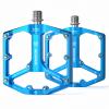 Road/Mountain Bike Pedals - 3 Bearings Bicycle Pedals - 9/16 CNC Machined Flat Pedals with Removable Anti-Skid Nails (Blue) view 1