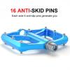 Road/Mountain Bike Pedals - 3 Bearings Bicycle Pedals - 9/16 CNC Machined Flat Pedals with Removable Anti-Skid Nails (Blue) view 3