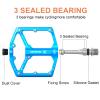 Road/Mountain Bike Pedals - 3 Bearings Bicycle Pedals - 9/16 CNC Machined Flat Pedals with Removable Anti-Skid Nails (Blue) view 4