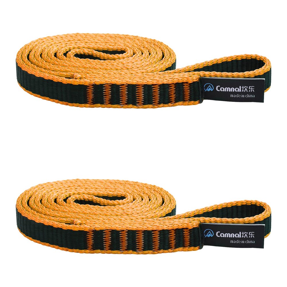 CAMNAL Climbing Sling UIAA CE Certified 16mm Nylon Sling 22KN(4840 lb) Climbing Sling 24-87in (60-220cm), Blue/Yellow/Purple, 1/2/3 Pack (32 in/80 cm 2 Pack, Yellow)