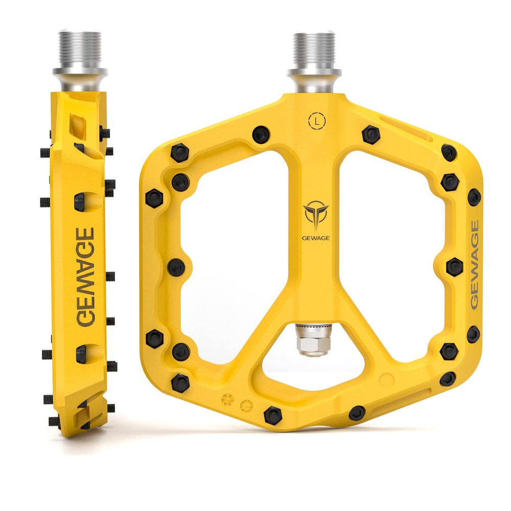 Mountain Bike Pedals - 9/16" Nylon Fiber Bicycle Flat Pedals -Bicycle Platform Pedals for Road Mountain BMX MTB Bike (Yellow)