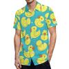 BAIKUTOUAN Yellow Rubber Duck and Bubbles Men's Short Sleeve Shirt Casual Loose Button Down Shirts for Work Beach Vacation XL view 1
