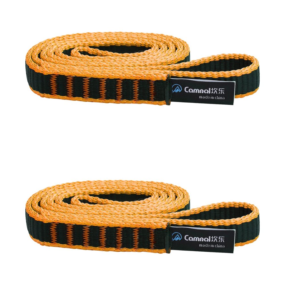 CAMNAL Climbing Sling UIAA CE Certified 16mm Nylon Sling 22KN(4840 lb) Climbing Sling 24-87in (60-220cm), Blue/Yellow/Purple, 1/2/3 Pack (24 in/60 cm 2 Pack, Yellow)