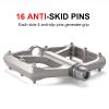 Road/Mountain Bike Pedals - 3 Bearings Bicycle Pedals - 9/16 CNC Machined Flat Pedals with Removable Anti-Skid Nails (Titanium) view 3