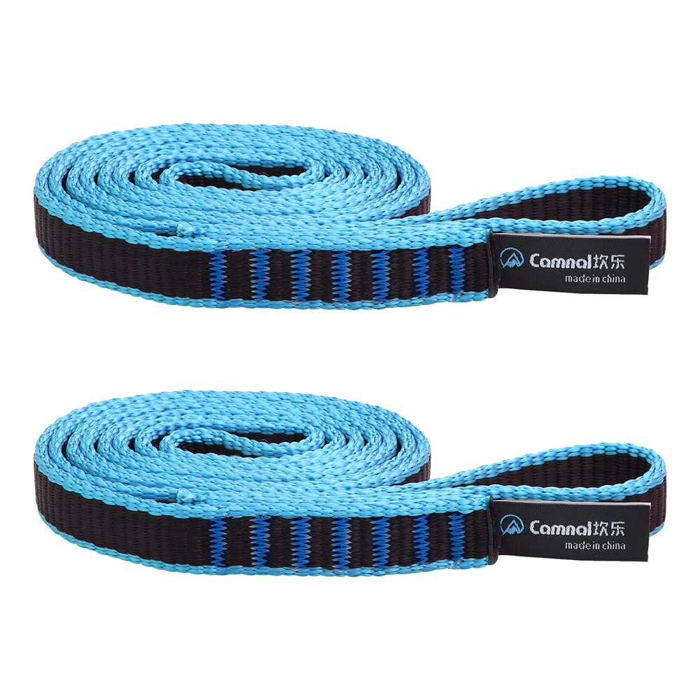 CAMNAL Climbing Sling UIAA CE Certified 16mm Nylon Sling 22KN(4840 lb) Climbing Sling 24-87in (60-220cm), Blue/Yellow/Purple, 1/2/3 Pack (32 in/80 cm 2 Pack, Blue)
