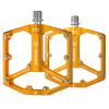 Road/Mountain Bike Pedals - 3 Bearings Bicycle Pedals - 9/16 CNC Machined Flat Pedals with Removable Anti-Skid Nails (Gold) view 1