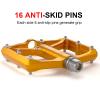 Road/Mountain Bike Pedals - 3 Bearings Bicycle Pedals - 9/16 CNC Machined Flat Pedals with Removable Anti-Skid Nails (Gold) view 3