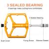 Road/Mountain Bike Pedals - 3 Bearings Bicycle Pedals - 9/16 CNC Machined Flat Pedals with Removable Anti-Skid Nails (Gold) view 4