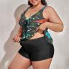 BAIKUTOUAN Baby Dinosaur Pattern Plus Size Swimsuit for Women Two Piece Bathing Suit Printed Swimwear view 2