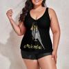 BAIKUTOUAN Cute Cockatiel Plus Size Swimsuit for Women Two Piece Bathing Suit Printed Swimwear view 4