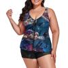 BAIKUTOUAN Watercolor Sea Turtle Plus Size Swimsuit for Women Two Piece Bathing Suit Printed Swimwear view 1
