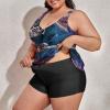 BAIKUTOUAN Watercolor Sea Turtle Plus Size Swimsuit for Women Two Piece Bathing Suit Printed Swimwear view 2